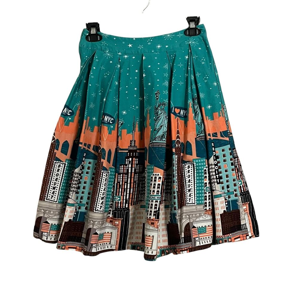 NYC Skyline Pleated Aline Skirt Radio City Empire State